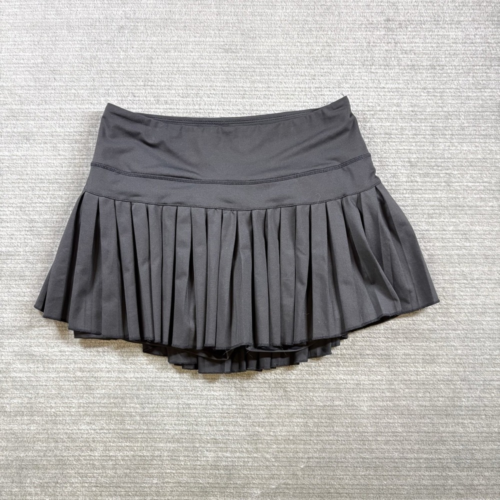 Gold Hinge Pleated Tennis Skirt Womens M Black Mini Skort Pickleball Golf Preppy